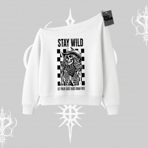 Kayık Yaka Sweatshirt Stay Wild Rock Spirit Urban Riot
