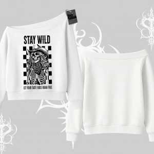 Kayık Yaka Sweatshirt Stay Wild Rock Spirit Urban Riot