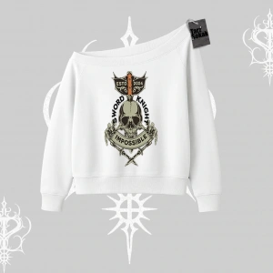 Kayık Yaka Sweatshirt Sword Knight Skull Impossible Street Creed