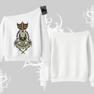 Kayık Yaka Sweatshirt Sword Knight Skull Impossible Street Creed