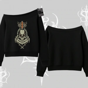 Kayık Yaka Sweatshirt Sword Knight Skull Impossible Street Creed