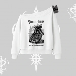 Kayık Yaka Sweatshirt Throttle Therapy No Brakes Just Freedom