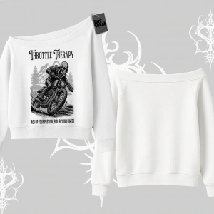 Kayık Yaka Sweatshirt Throttle Therapy No Brakes Just Freedom