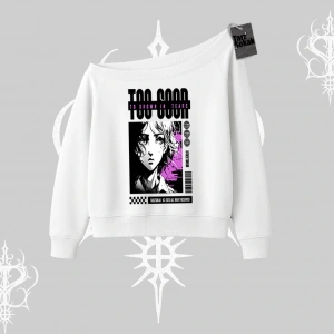 Kayık Yaka Sweatshirt Too Good Anime Girl Grafik Baskılı