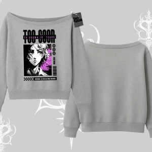 Kayık Yaka Sweatshirt Too Good Anime Girl Grafik Baskılı