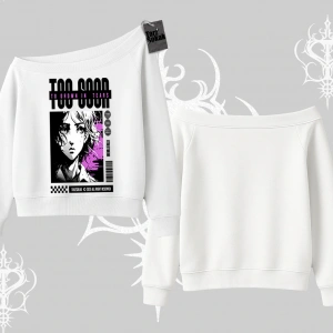 Kayık Yaka Sweatshirt Too Good Anime Girl Grafik Baskılı