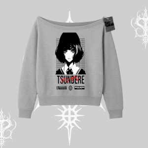 Kayık Yaka Sweatshirt Tsundere Anime Japanese Style Baskılı