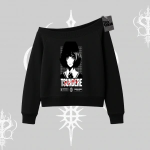 Kayık Yaka Sweatshirt Tsundere Anime Japanese Style Baskılı