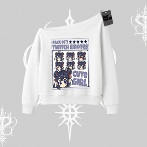 Kayık Yaka Sweatshirt Twitch Emotes Cute Girl Anime Expression