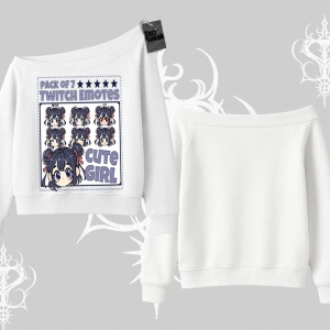 Kayık Yaka Sweatshirt Twitch Emotes Cute Girl Anime Expression