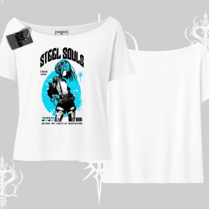 Kayık Yaka Tshirt Anime Cyberpunk Kız Baskılı