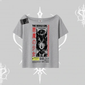 Kayık Yaka Tshirt Anime Devils Girl Japanese Style Baskılı