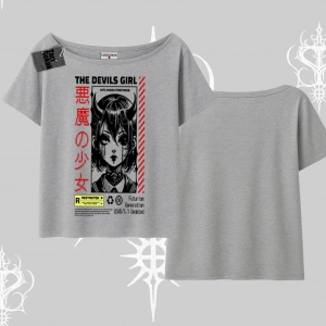 Kayık Yaka Tshirt Anime Devils Girl Japanese Style Baskılı