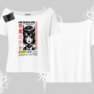 Kayık Yaka Tshirt Anime Devils Girl Japanese Style Baskılı