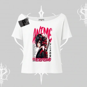 Kayık Yaka Tshirt Anime Girlfriend Kırmızı