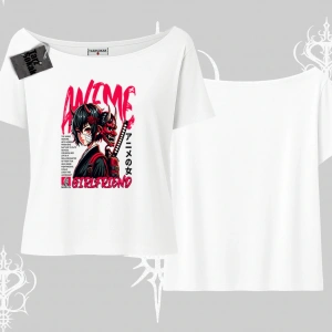 Kayık Yaka Tshirt Anime Girlfriend Kırmızı