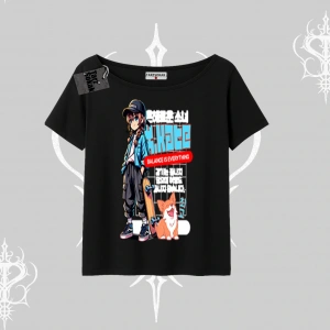 Kayık Yaka Tshirt Anime Hiker Girl Balance Is Everything Baskılı