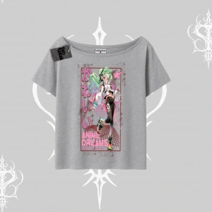 Kayık Yaka Tshirt Anime Kawaii Japon Kız Desenli