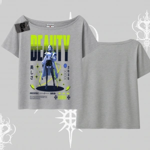Kayık Yaka Tshirt Anime Unity Neon Detaylı Grafik Baskılı