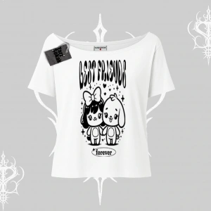 Kayık Yaka Tshirt Best Friends Forever Baskılı Sevimli Tasarım