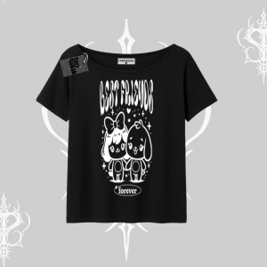 Kayık Yaka Tshirt Best Friends Forever Baskılı Sevimli Tasarım