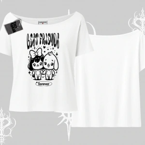 Kayık Yaka Tshirt Best Friends Forever Baskılı Sevimli Tasarım