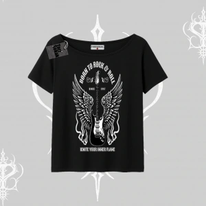 Kayık Yaka Tshirt Born to Rock Eternal Flame Legacy