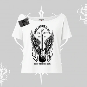 Kayık Yaka Tshirt Born to Rock Eternal Flame Legacy