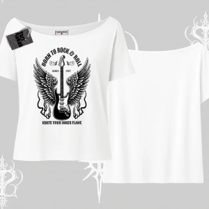 Kayık Yaka Tshirt Born to Rock Eternal Flame Legacy