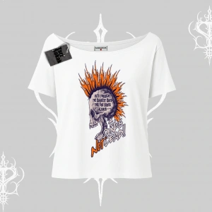 Kayık Yaka Tshirt Burning Skull Rebel Street Anthem