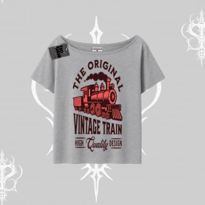 Kayık Yaka Tshirt Classic Railroad Vintage Train Street Aesthetic