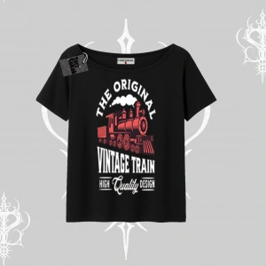 Kayık Yaka Tshirt Classic Railroad Vintage Train Street Aesthetic