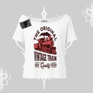 Kayık Yaka Tshirt Classic Railroad Vintage Train Street Aesthetic