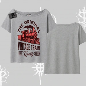 Kayık Yaka Tshirt Classic Railroad Vintage Train Street Aesthetic