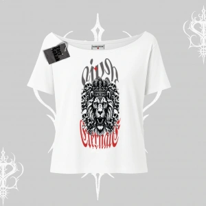 Kayık Yaka Tshirt Crowned Lion Rock Authority Myth