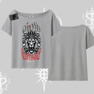 Kayık Yaka Tshirt Crowned Lion Rock Authority Myth