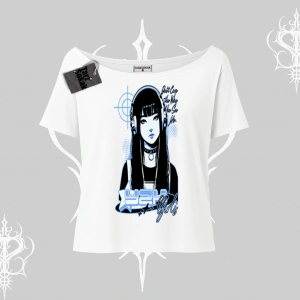 Kayık Yaka Tshirt Cyber Y2K Anime Girl Street Sound Aesthetic