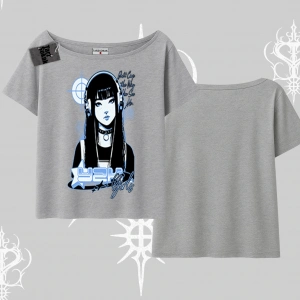 Kayık Yaka Tshirt Cyber Y2K Anime Girl Street Sound Aesthetic