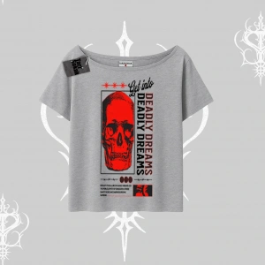 Kayık Yaka Tshirt Deadly Dreams Skull Redcore Street Manifest