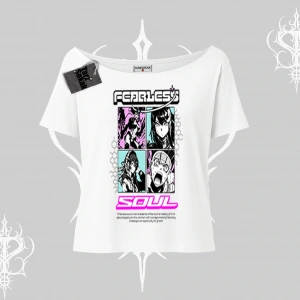 Kayık Yaka Tshirt Fearless Soul Anime Kolaj Baskılı