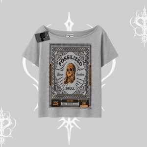 Kayık Yaka Tshirt Fossilized Skull Underground Archive