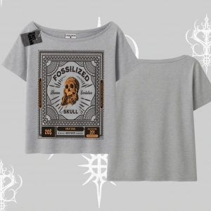 Kayık Yaka Tshirt Fossilized Skull Underground Archive