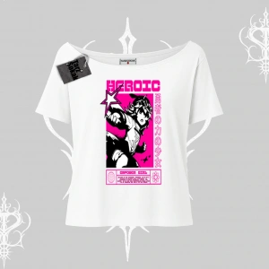 Kayık Yaka Tshirt Heroic Anime Girl Japon Stil Grafik Baskılı