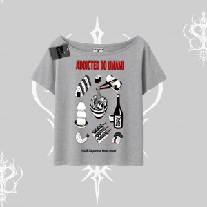 Kayık Yaka Tshirt Japon Mutfağı Umami Temalı Baskılı