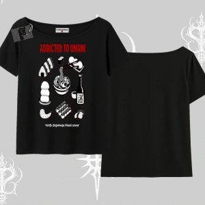 Kayık Yaka Tshirt Japon Mutfağı Umami Temalı Baskılı