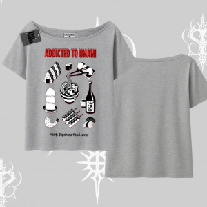 Kayık Yaka Tshirt Japon Mutfağı Umami Temalı Baskılı