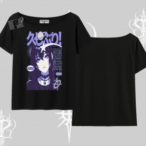 Kayık Yaka Tshirt Neo Tokyo Girl Y2K Street Anime Aesthetic