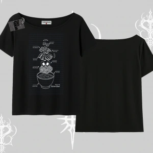 Kayık Yaka Tshirt Noodle Theory Hand Drawn Concept