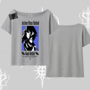 Kayık Yaka Tshirt Oversize Anime Kız Baskılı