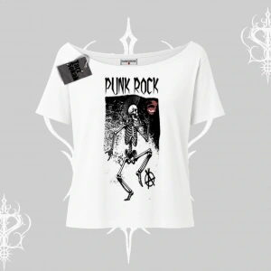 Kayık Yaka Tshirt Punk Rock Chaos Skeleton Riot